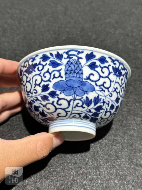 清光绪 青花花卉纹碗一对 - 图4